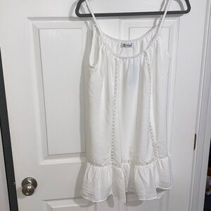 Cupshe White Ruffle Hem Dress Beach Cover Up Size Small